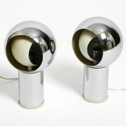 Pair of large Mid Century Space Age chrome table lamps - Made in Italy