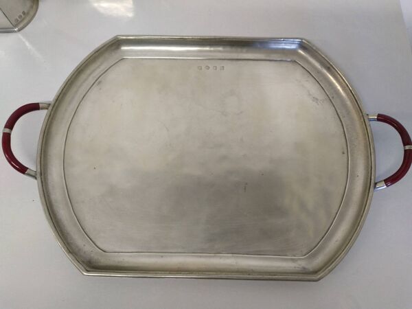 Service À Thé Et À Café Cosi Tabellini Century 24 Pewter Et Bakélite Rouge