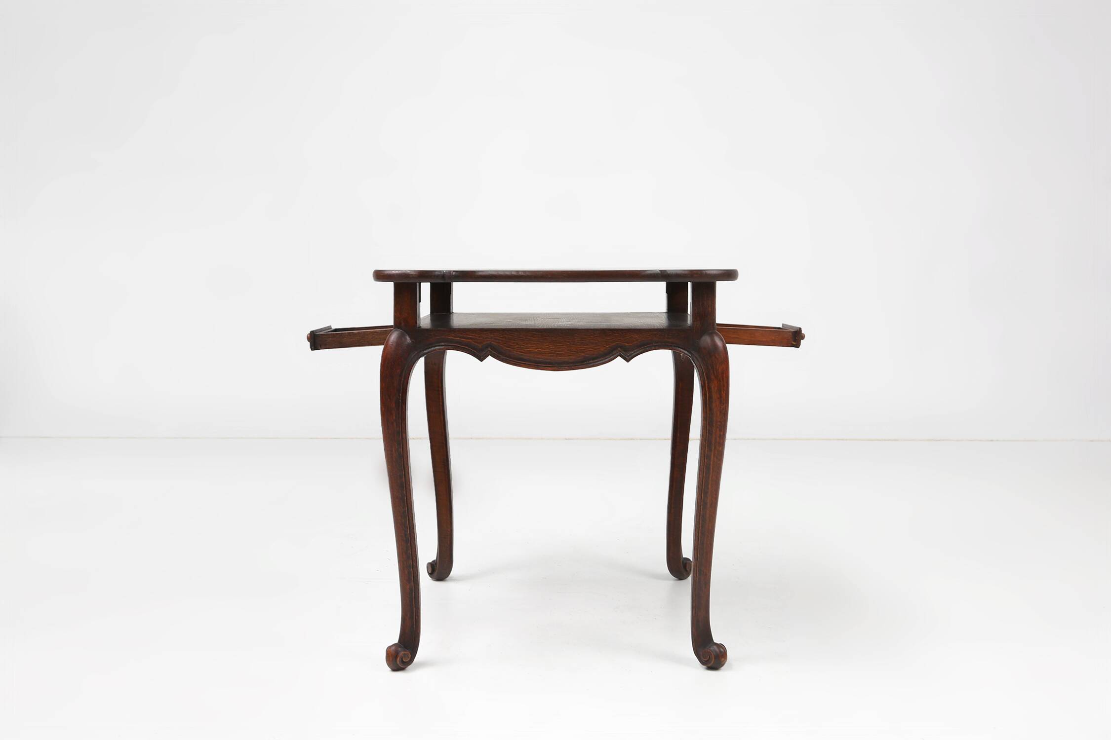 Elegant antique French card table in wood with 2 drawers, ca. 1900