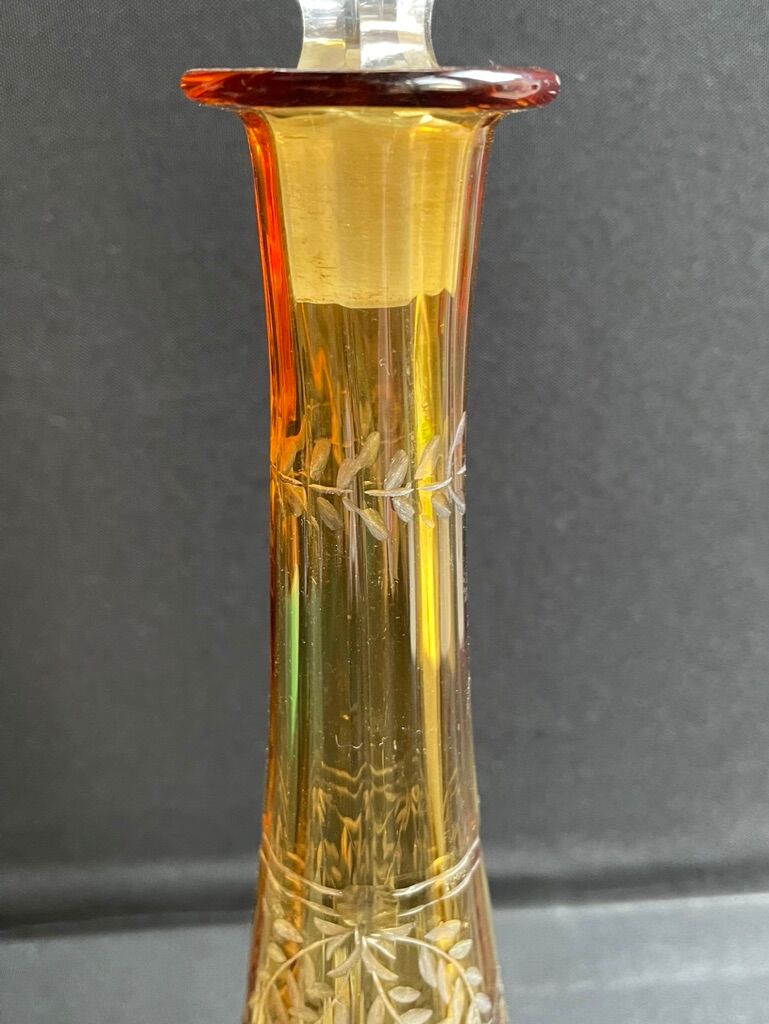 Liquor decanter - amber-cut crystal