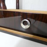 bedside table in lacquered wood and brass