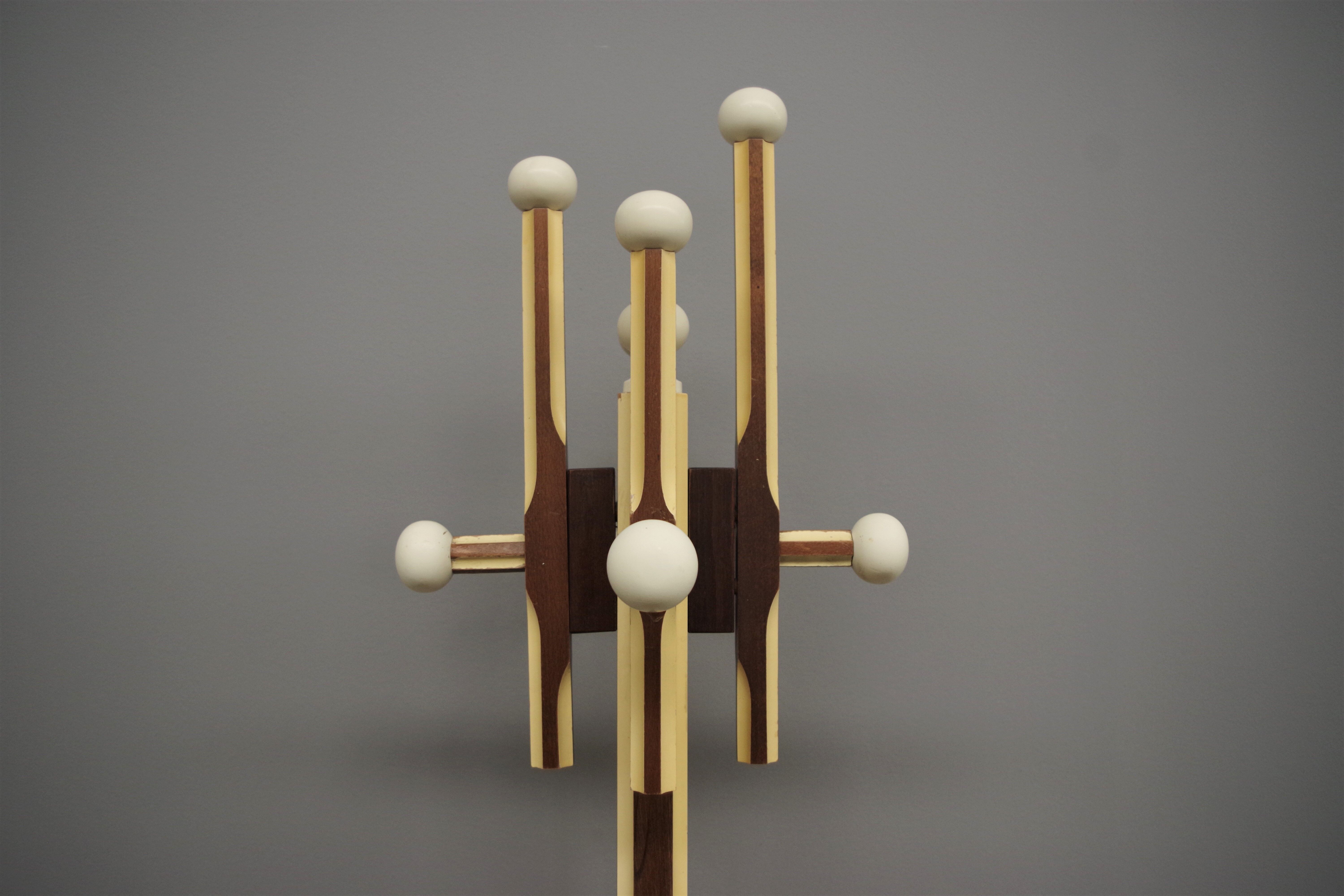 Wooden column coat rack  1965