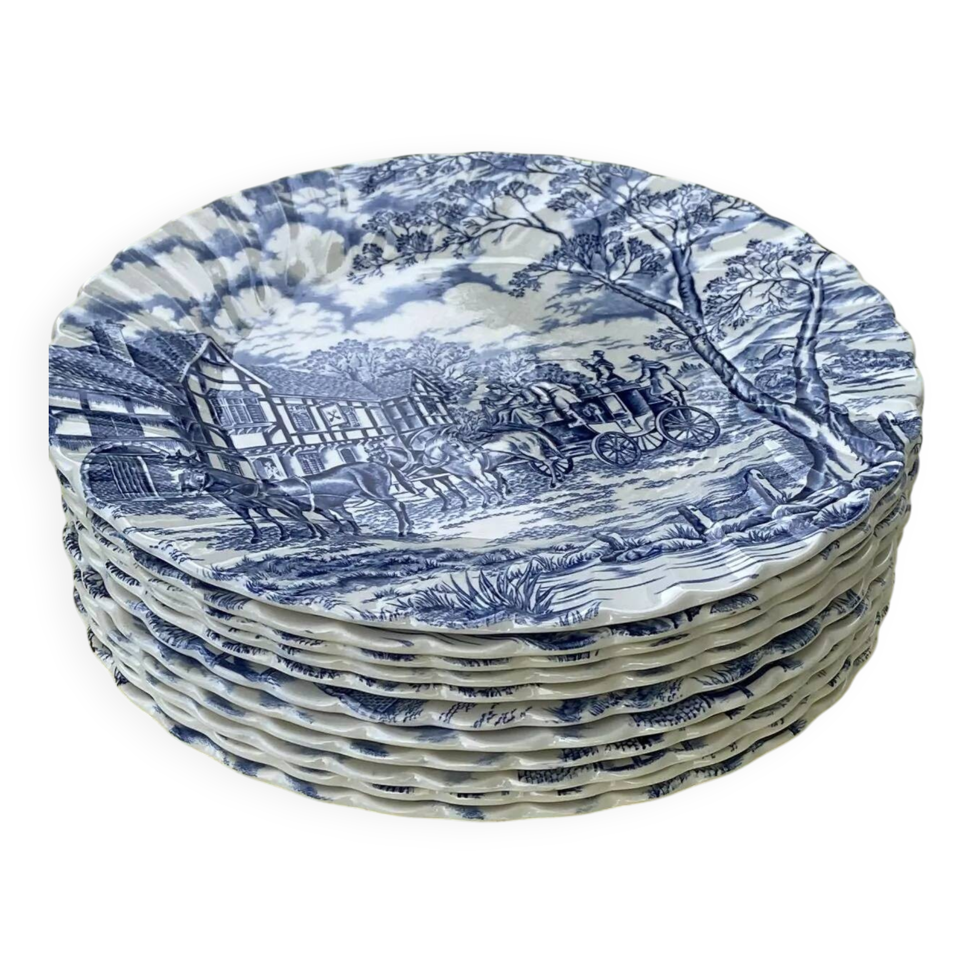 Set of 12 Myott dinner plates - Royal Mail - English Staffordshire earthenware
