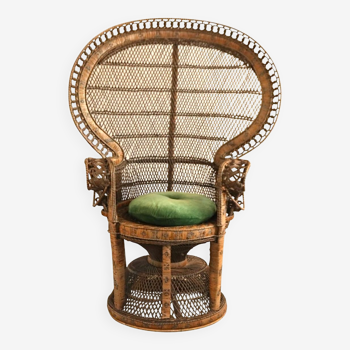 Peacock Emmanuelle high wing back wicker throne armchair