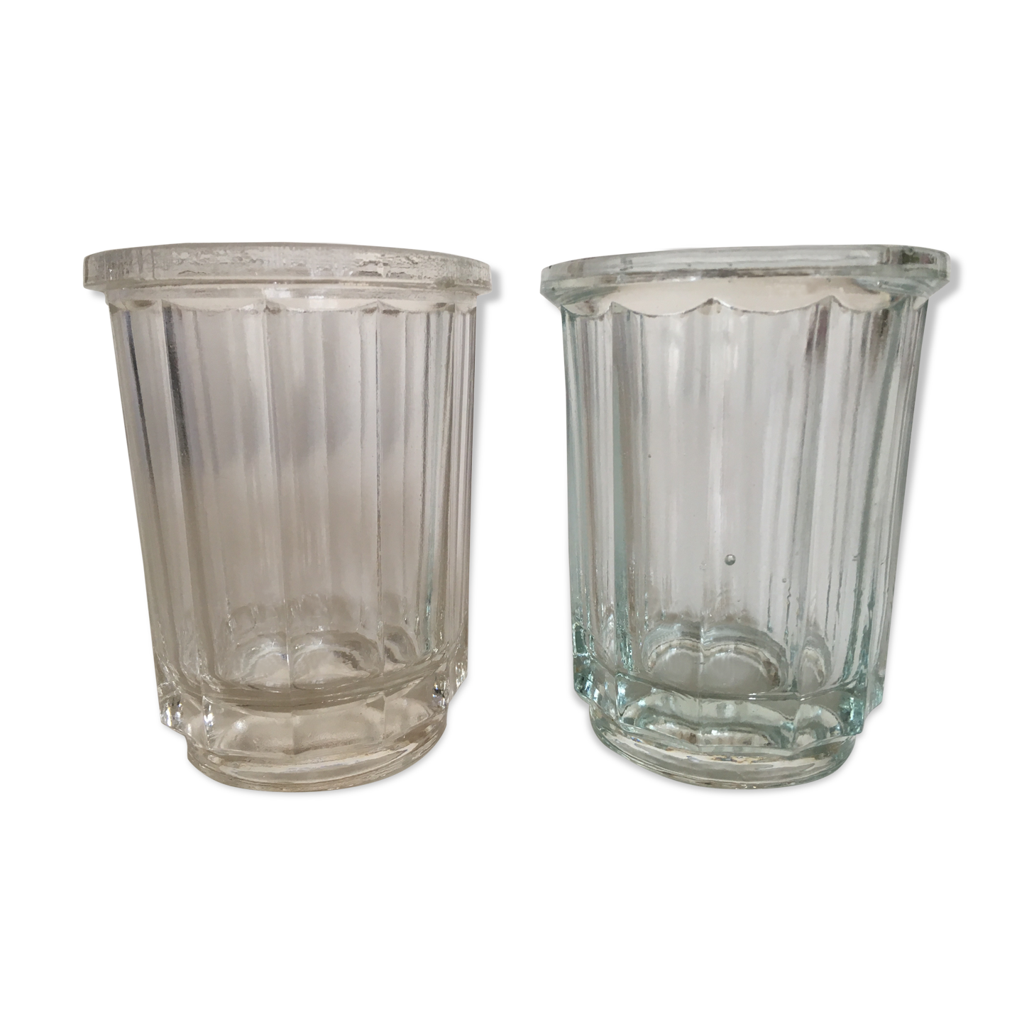 Pair of pots to jams in glass fluted on foot early 20th e