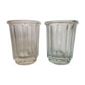 Pair of pots to jams in glass fluted on foot early 20th e
