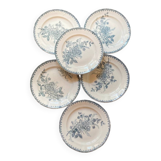 Série de sept petites assiettes plates Terre de fer XIXe