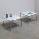 Pair of Carrara marble & chrome coffee or side tables, 1970s