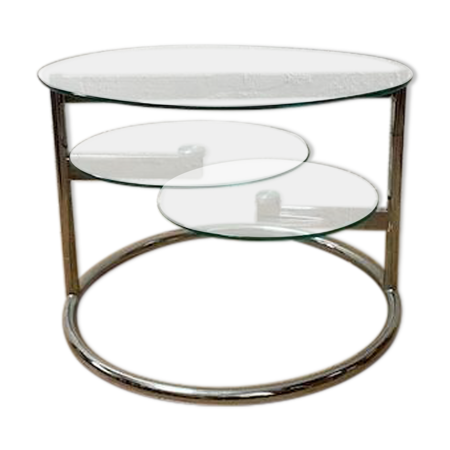 Glass coffee table with 2 swivel tops