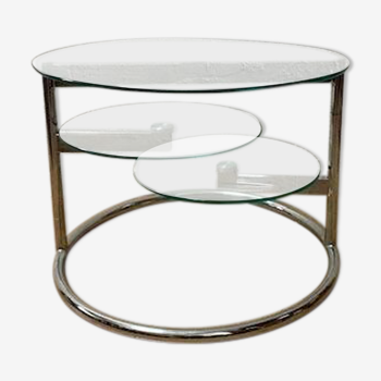 Glass coffee table with 2 swivel tops