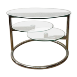 Glass coffee table with 2 swivel tops