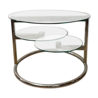 Glass coffee table with 2 swivel tops