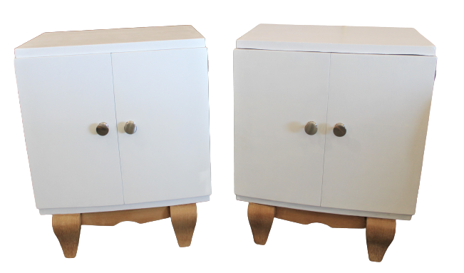 2 white bedside tables
