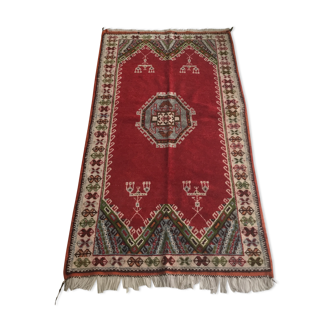 Vintage marrocan carpet wool weaves hand  198x105cm