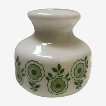 White opaline with green flower patterns