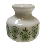 Opaline blanche à motifs fleurs vertes