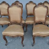 Set of 6 chairs style Louis XV Walnut end XIX