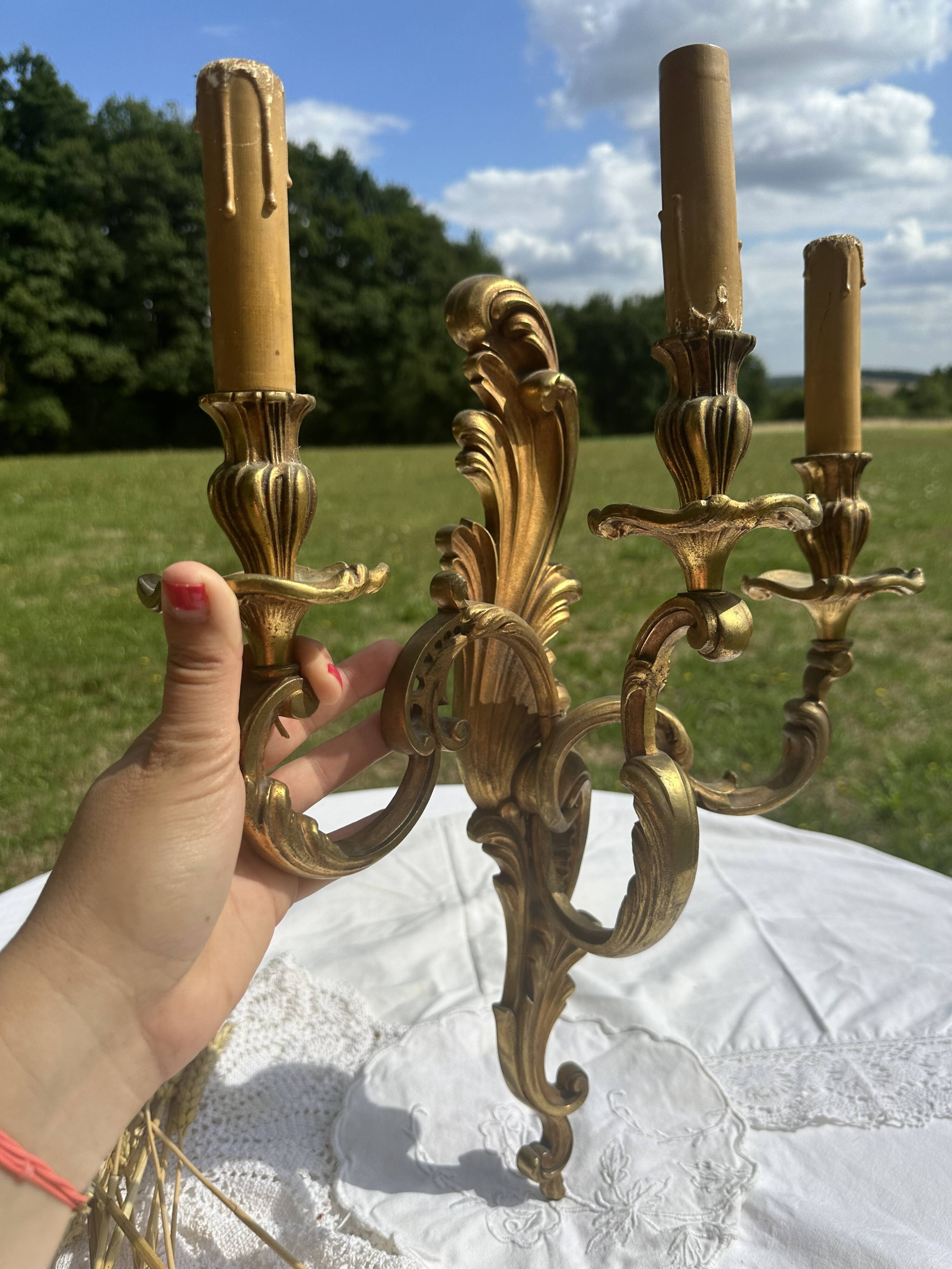 Magnificent 19th Century Louis XV Style Gilt Bronze Wall Candle Holder