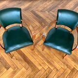 Pair of bridge armchairs green
