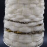 Pair of bedside lamps in stoneware and wool lampshades - Vintage around 1970