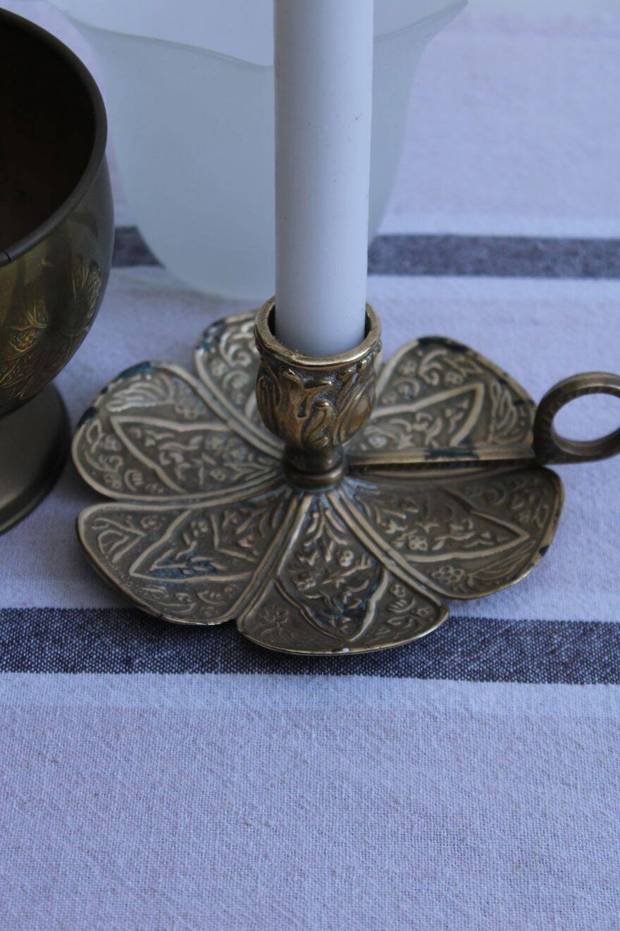 Gold metal candle holder