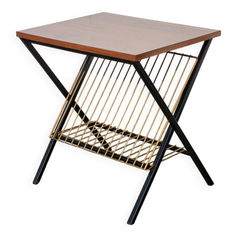 Console en bois style Mid-Century pour magazines, phono et table d'appoint - Années 60