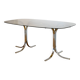 Table à manger avec plateau en verre fumé et pied chromé