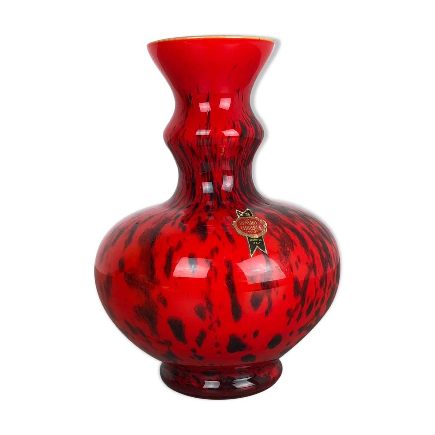 Vintage pop art opaline Florence glass vase design, Italy