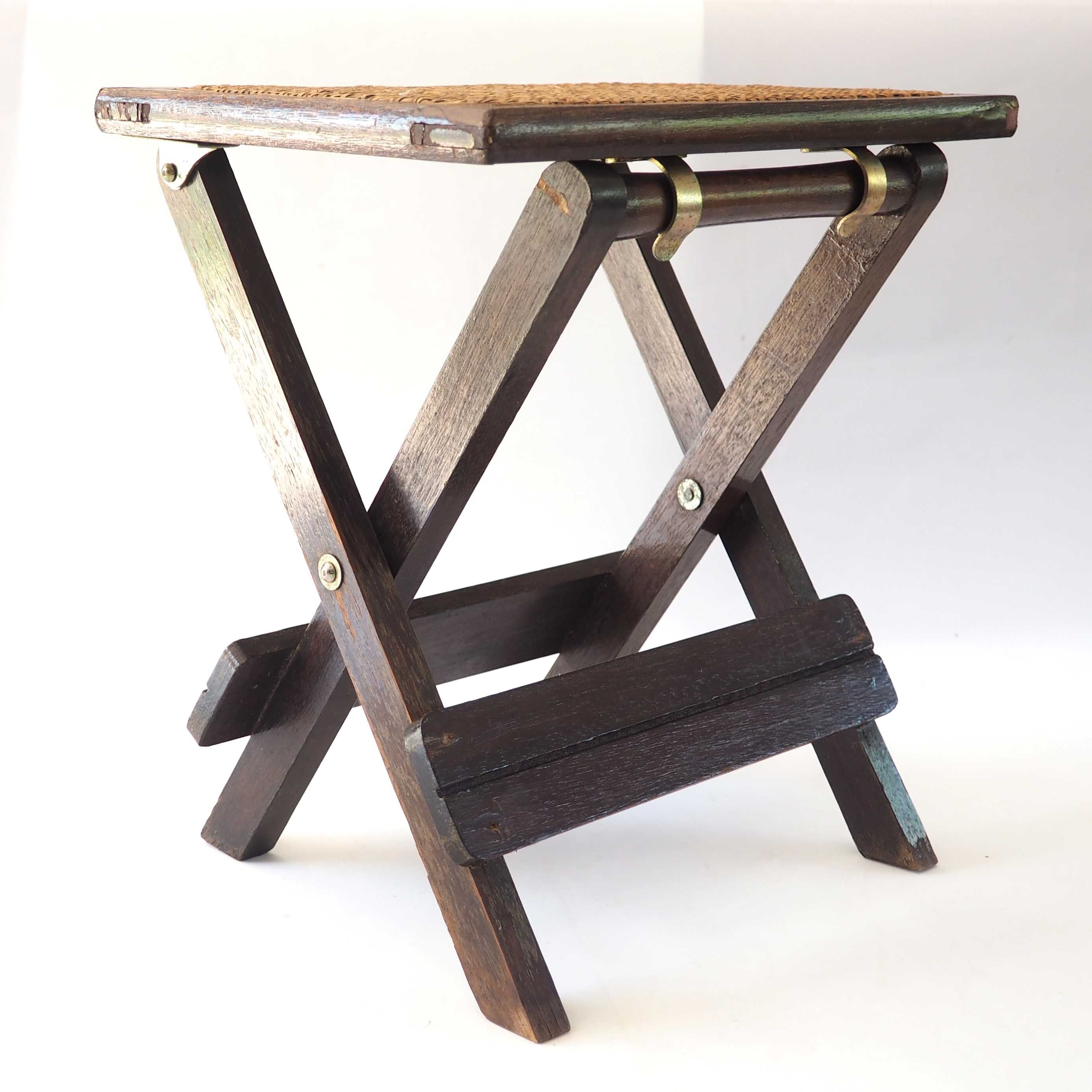 Folding wooden stool