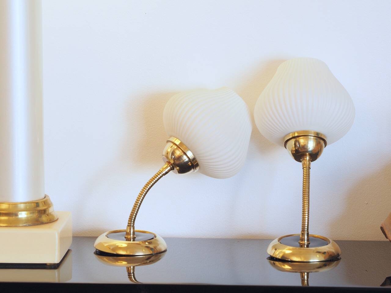 Pair of brass tulip wall lights