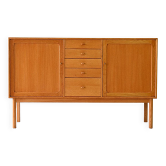 Oak highboard with center drawers