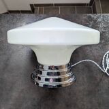 Ancien grand plafonnier skyscraper lampe à poser opaline Bahaus Art déco 1930 Ø 31 cm