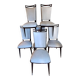 Set of 6 Art Deco chairs in solid mahogany and faux leather. Circa 1940.