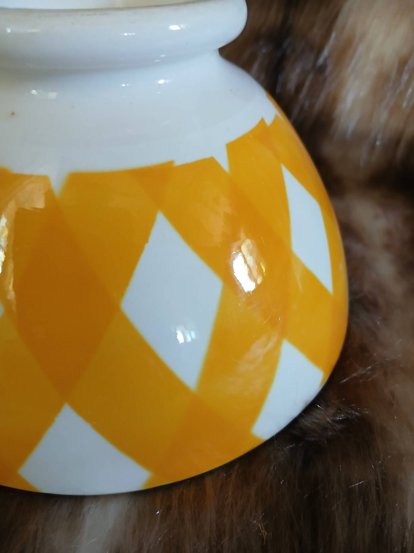 Old Sarreguemines bowl, Scottish pattern.