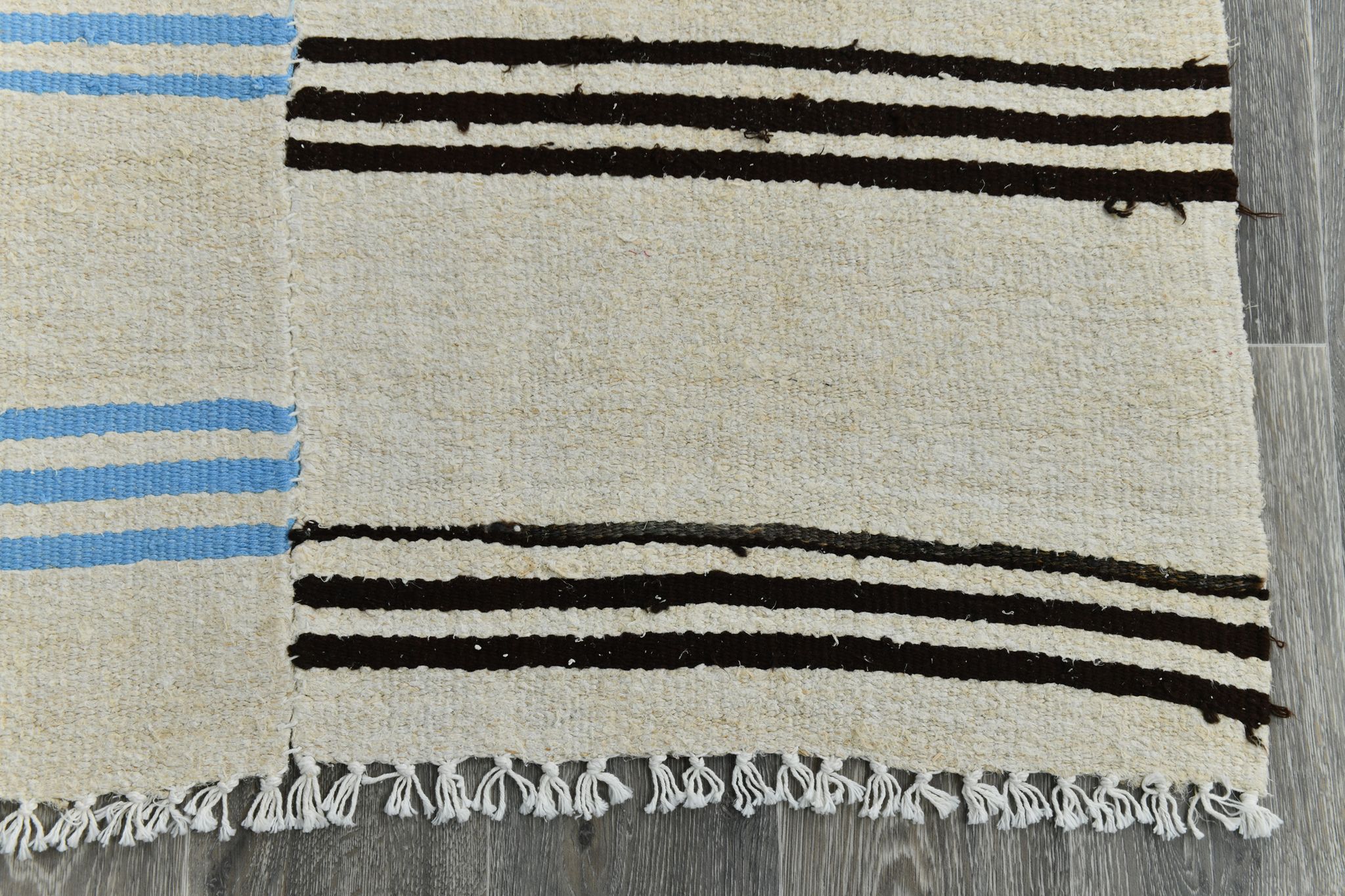 Tapis de chanvre vintage texturé neutre, 168x304cm