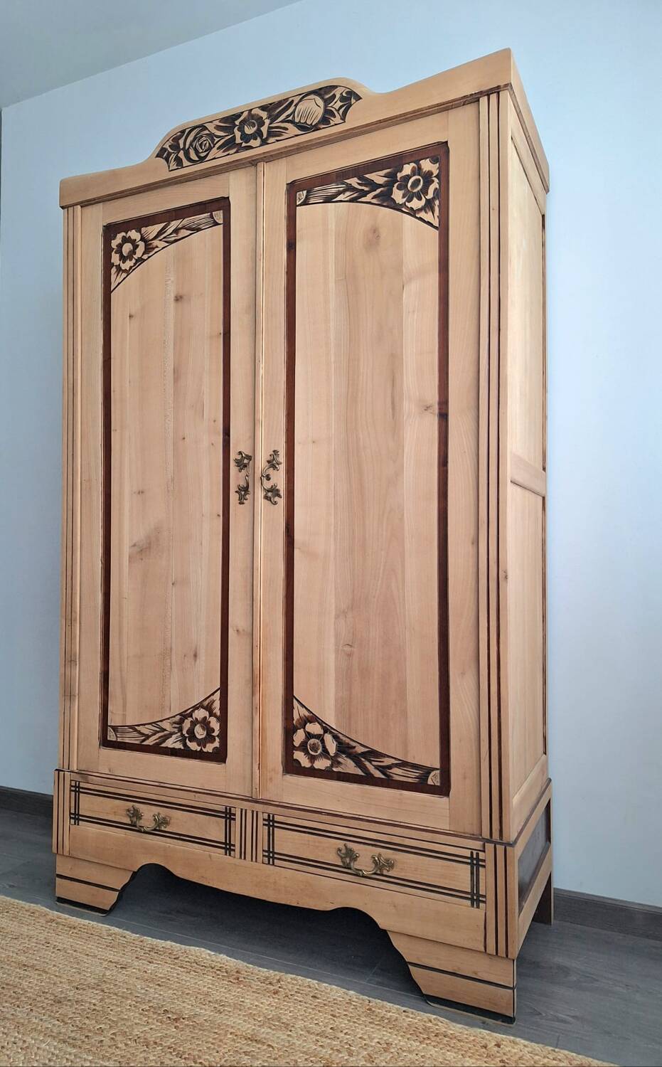 Large art deco wardrobe, antique wardrobe