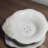 Ceramic and slip asparagus plate and drainer