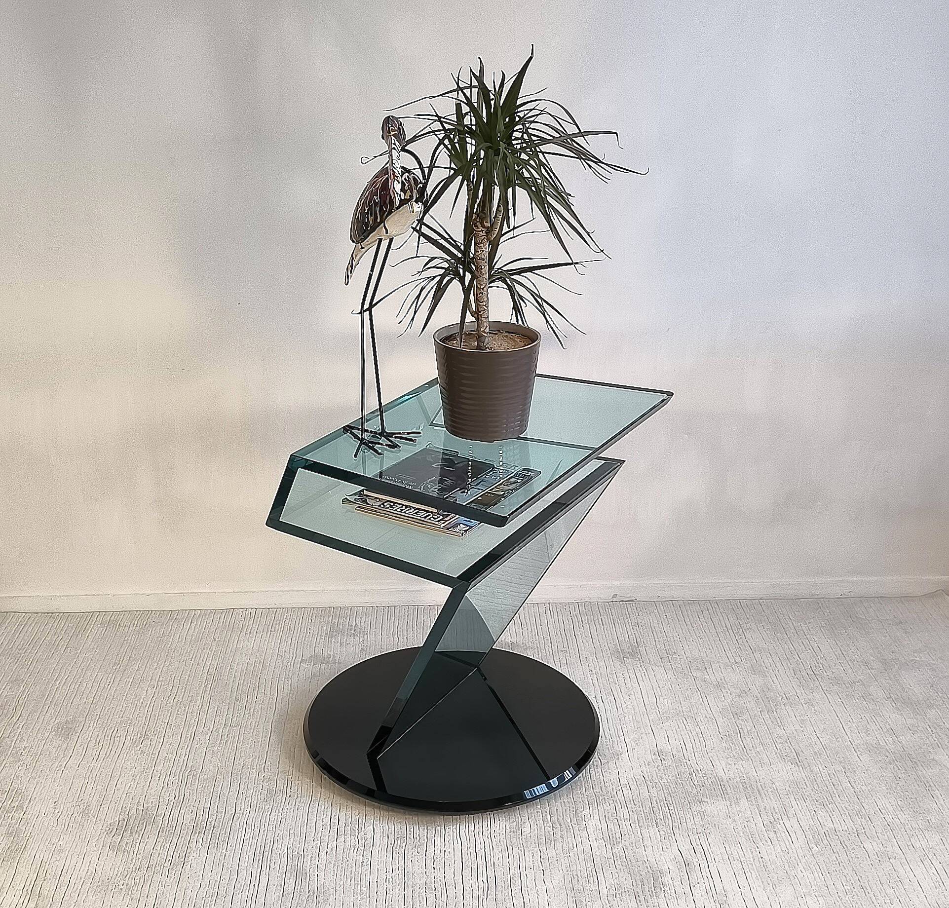 Reflex Angelo – sumptuous glass TV stand “jazz” signed Reflex Angelo made