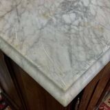 Glacière début XXème en chêne et dessus marbre