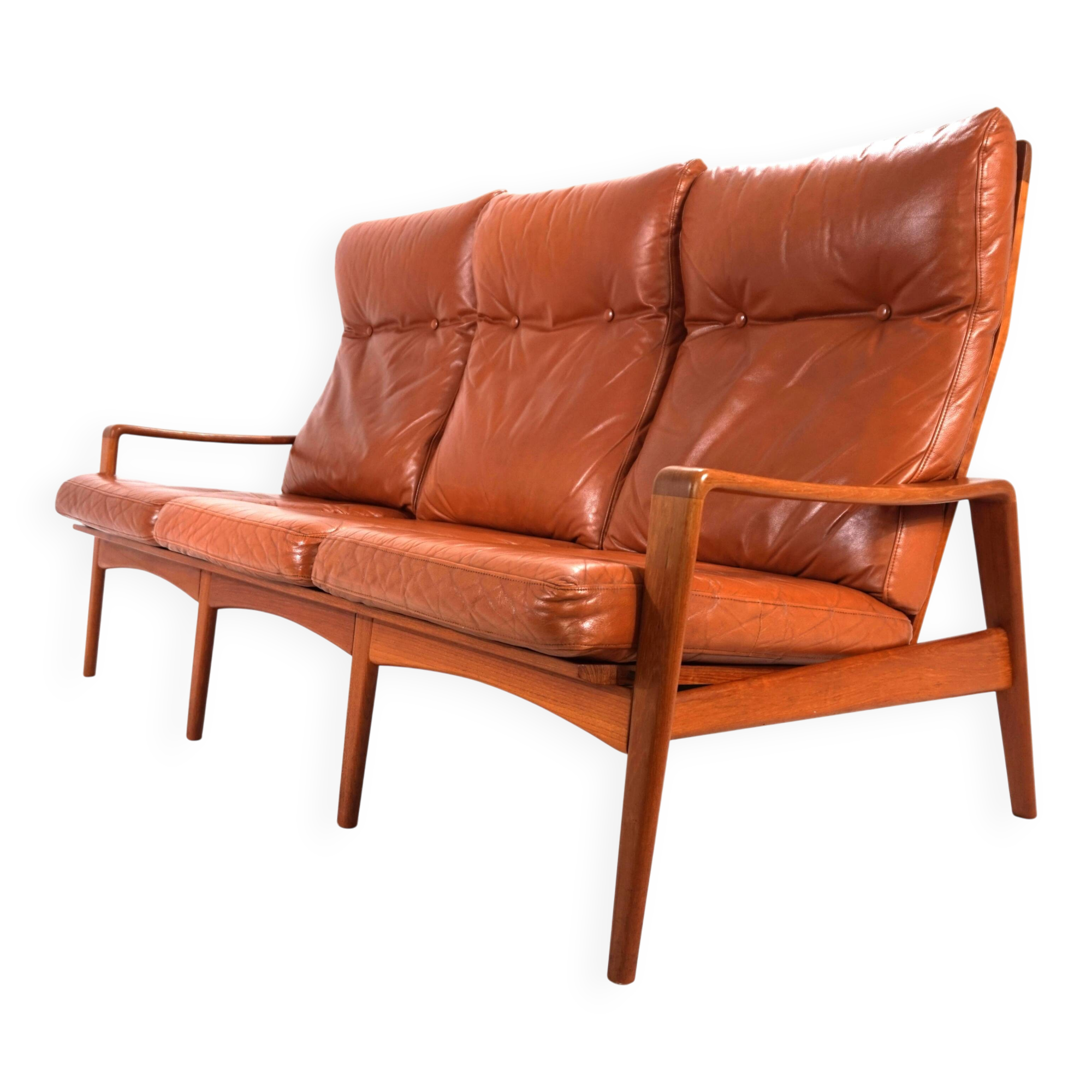Canapé 3 places Komfort en cuir par Arne Wahl Iversen, 1960