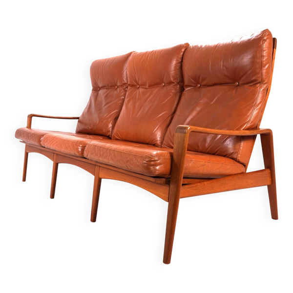 Canapé 3 places Komfort en cuir par Arne Wahl Iversen, 1960