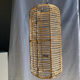 Large lantern-shaped rattan pendant lamp H50 D24