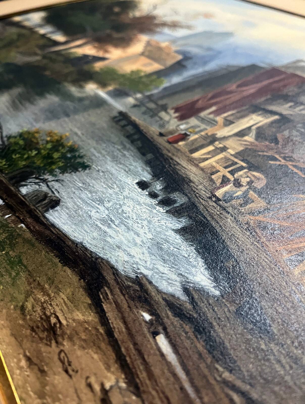 Large Watercolour Table XIX Century Tanneries District (Rouen?)
