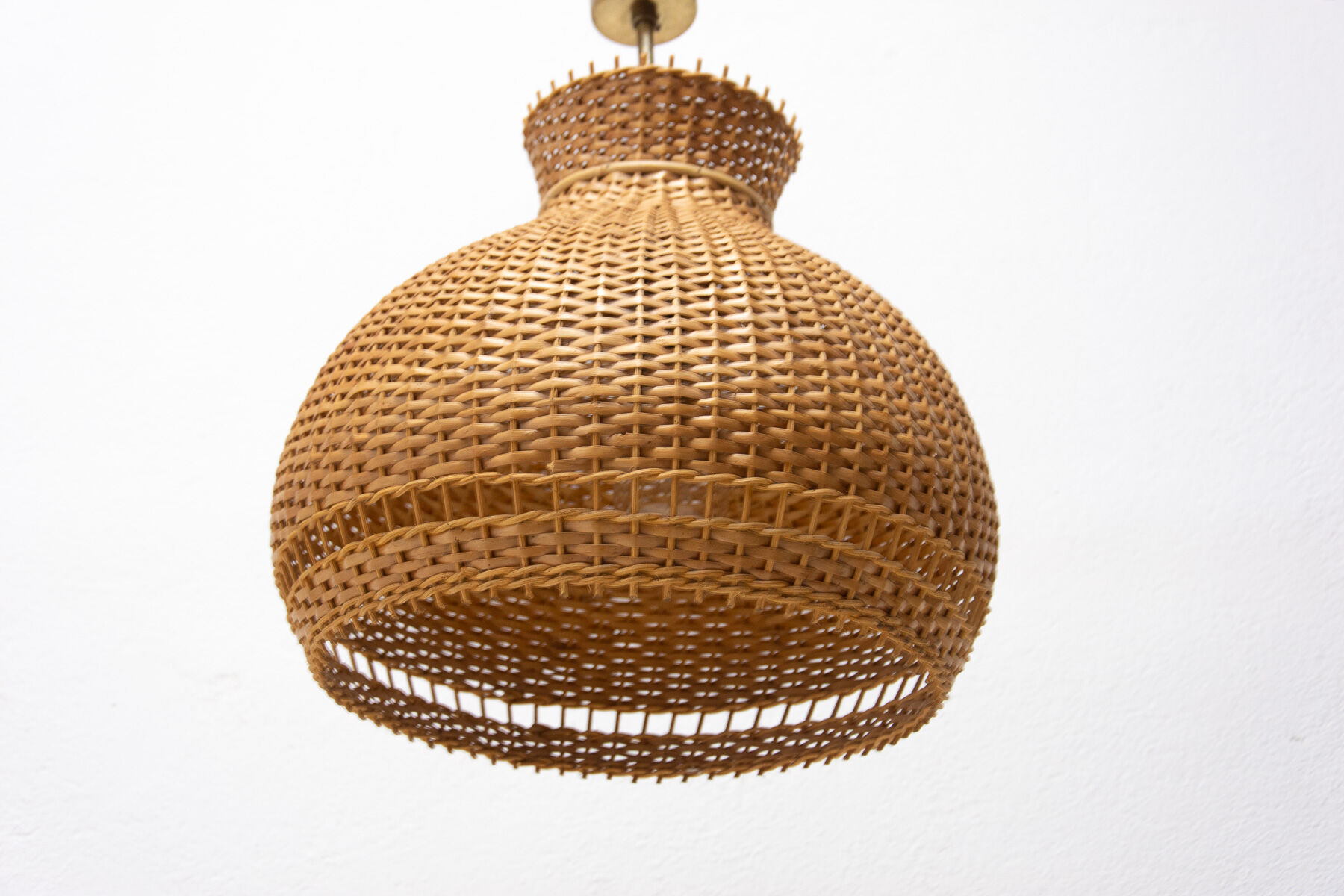 Mid century wicker hanging chandelier by ULUV, 1960´s