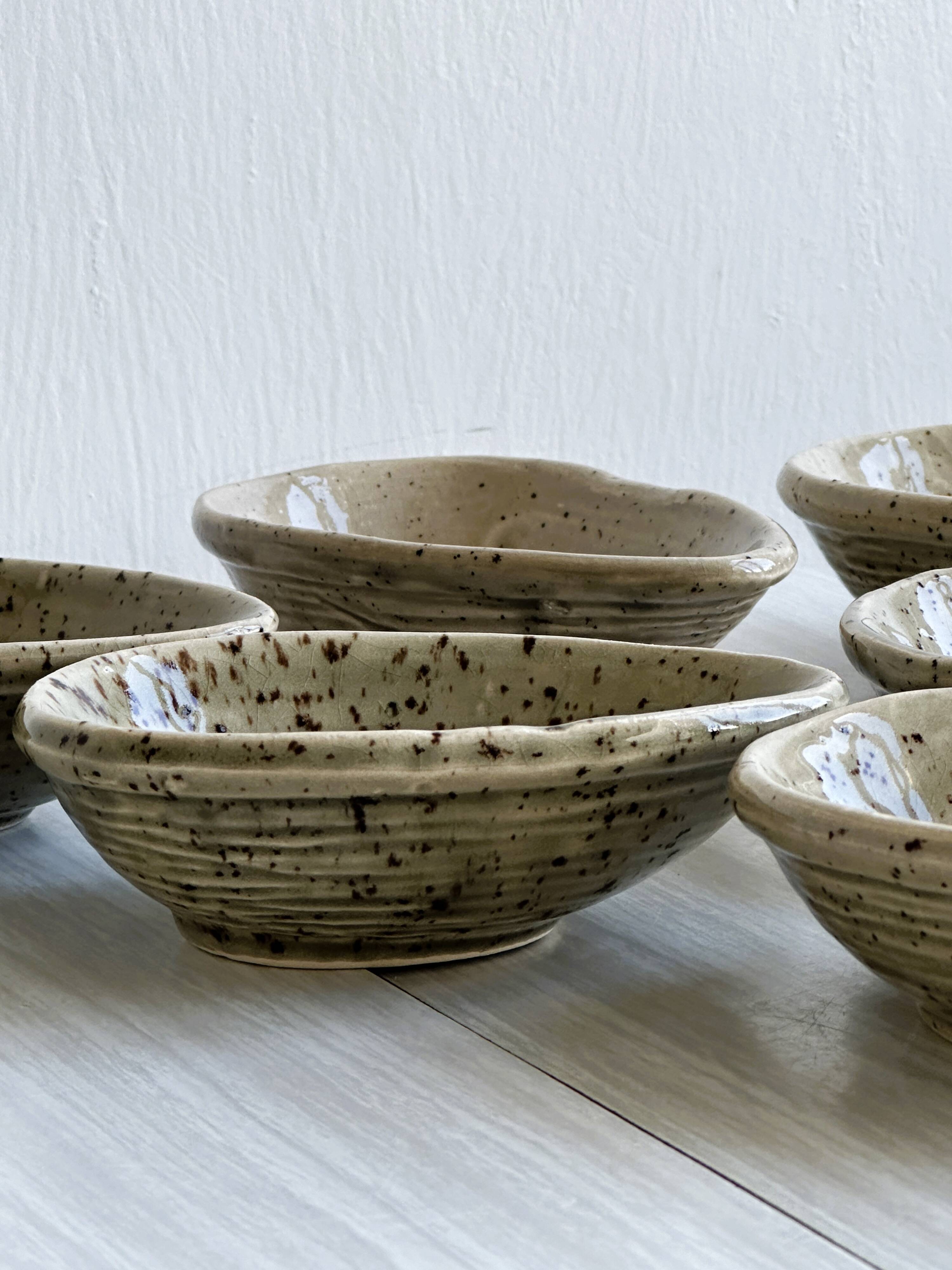 5 spotted pyrite sandstone bowls