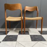 Niels Otto Moller teak and paper cord chairs, model 71