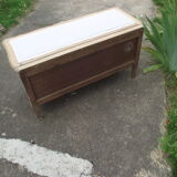 Louis XV-style chest bench in solid oak