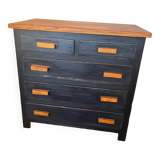 Vintage patinated black craft furniture style chest of drawers
