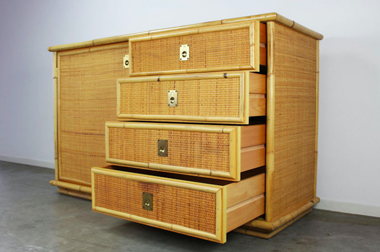 Italian line in rattan and hand-woven bamboo by Dal Vera, 1970s