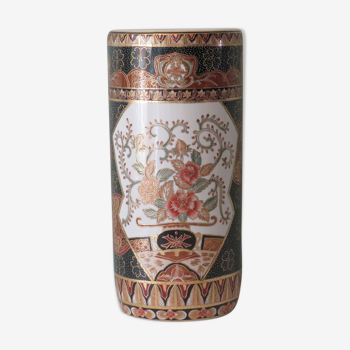 Porte-parapluie rond vintage en céramique à motif oriental